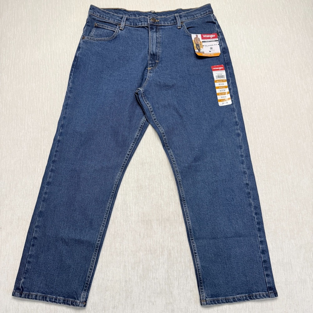 Wrangler Heritage Straight Relaxed Fit Jeans Mens 36x29 Blue Low Stretch Ranch